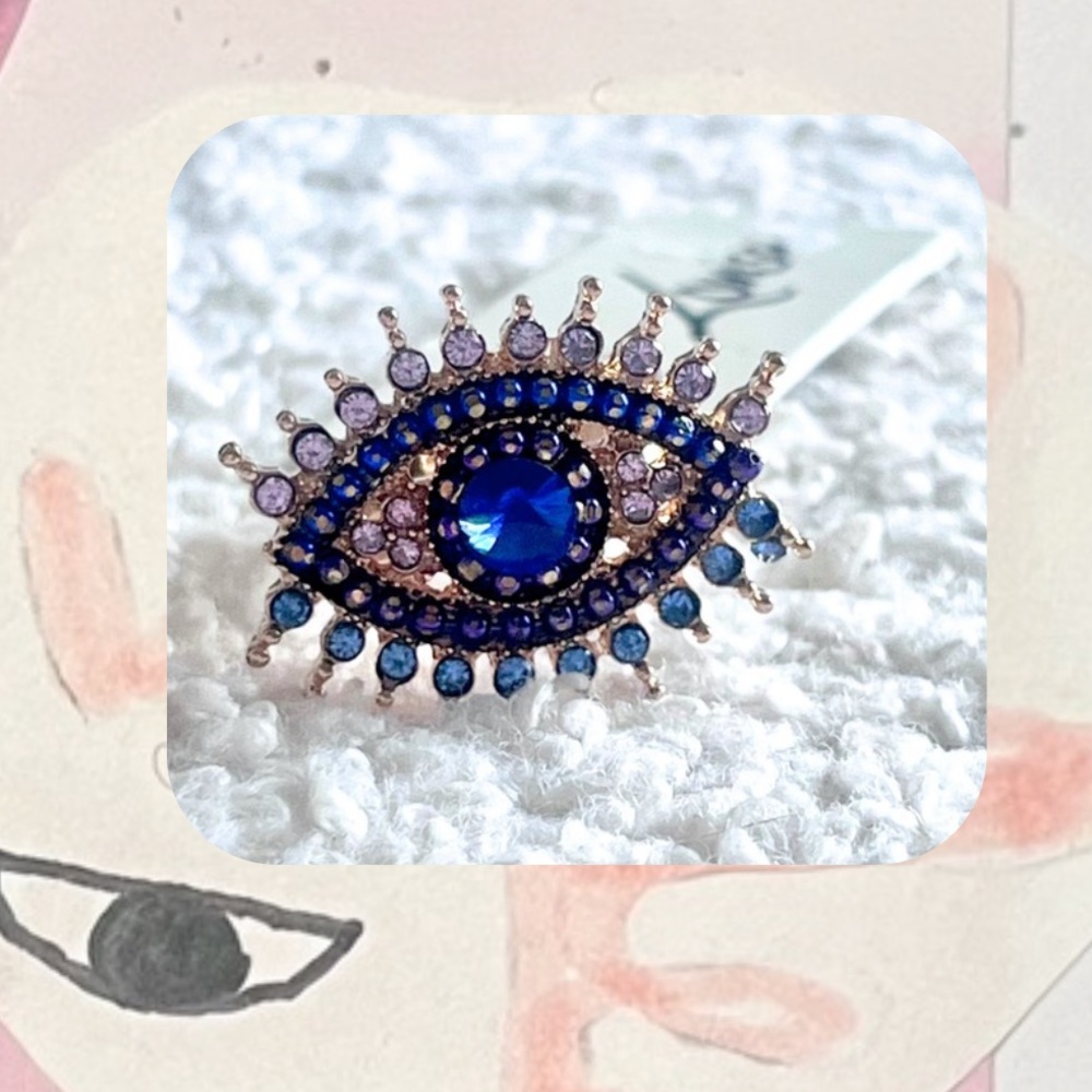 🎉🎉Multicolor Evil Eye Blue Crystal Statement Ring